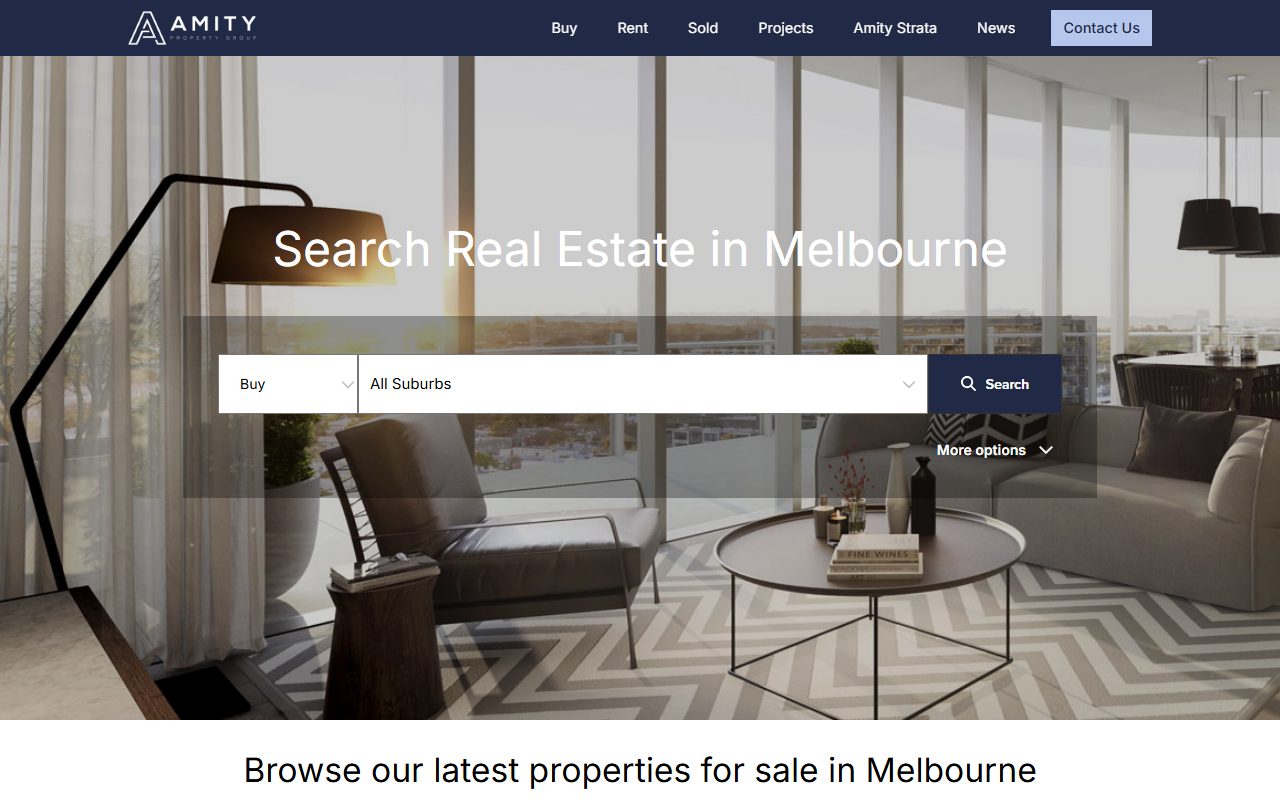 amity.com.au homepage screenshot